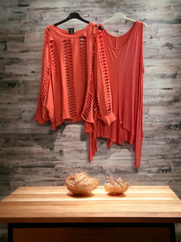 Set Oberteil mit cutout´s und dazu passendes Longtop One Size Italien Style passt 48-52/54