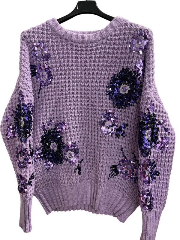 Wunderschöner Pulli Großmaschig mit Pailletten AA 68 cm Länge 64 cm