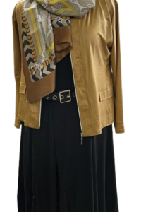 Magna Kombi Lederoptikjacke, Kleid, Gürtel, Schal kostenlos Größe 40-58