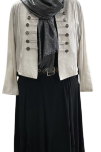 Magna Kombi Military Lederoptikjacke, Kleid, Gürtel, Schal kostenlos 40-58