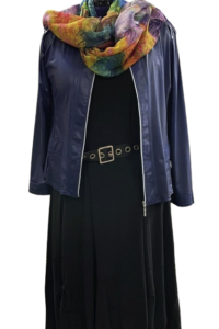 Magna Kombi Lederoptikjacke, Kleid, Gürtel, Schal kostenlos Größe 40-58