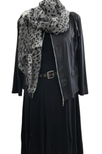 Magna Kombi Lederoptikjacke, Kleid, Gürtel, Schal kostenlos Größe 40-58