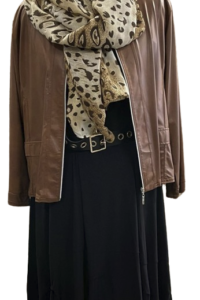 Magna Kombi Lederoptikjacke, Kleid, Gürtel, Schal kostenlos Größe 40-58