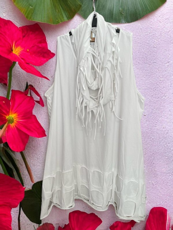 Tolle stylische Tops mit Schal (Schal nicht angenäht) weiß Größe L, XL, XXL