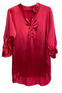 Glanzviscose Bluse rot AA 58 cm Länge vorne 68 cm, hinten 81 cm