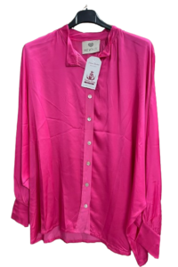 Glanzviscose V Linie Bluse pink AA 67 cm, Taille 62 cm, Länge 72 cm