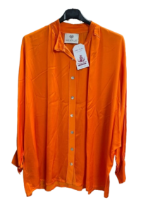 Glanzviscose V Linie Bluse orange AA 67 cm, Taille 62 cm, Länge 72 cm