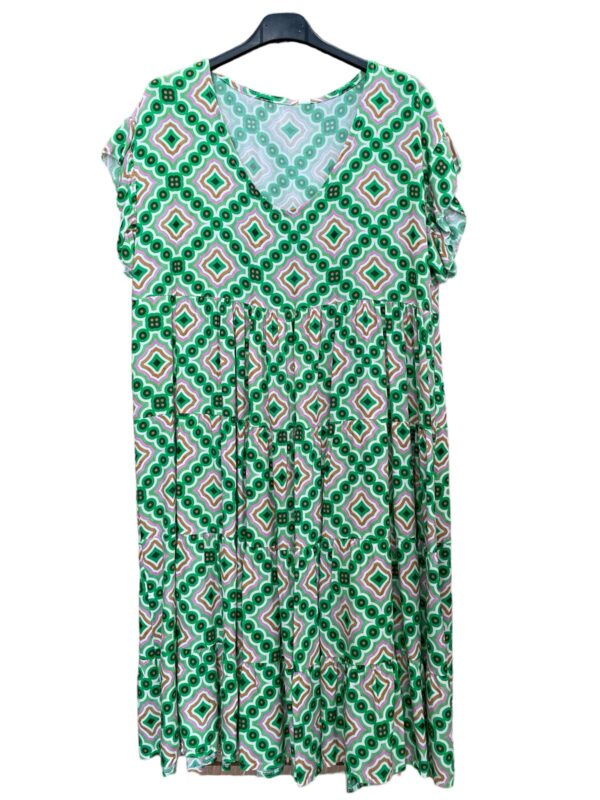 Vintage Kleid in grün gemustert AA 51 cm Länge 103 cm