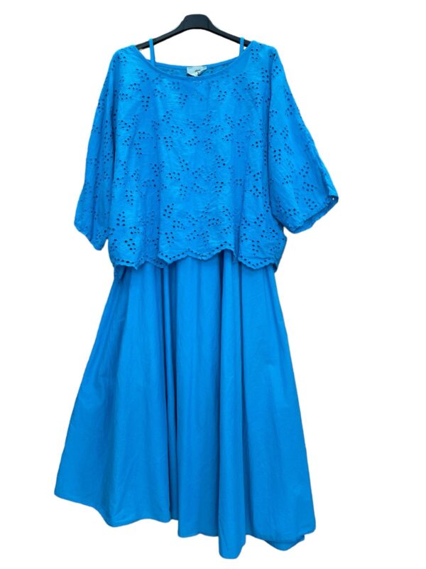 Kleid mit Oberteil in blau, Kleid: AA 52 cm Länge 120 cm, Oberteil: AA 77 cm Länge 58 cm – Bild 2