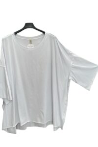 Tunika mit 3/4 Arm in weiß AA 82 cm Länge vorne 75 cm, Länge hinten 82 cm