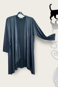 Magna Lederoptik Longjacke zipfelig in schwarz, in allen Größen erhältlich 40-58