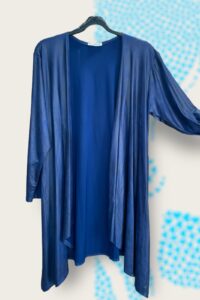 Magna Lederoptik Longjacke zipfelig in royalblau, in allen Größen erhältlich 40-58