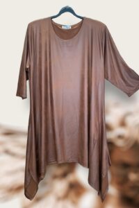 Magna Lederoptik Tunika zipfelig in braun, in allen Größen erhältlich 40-58