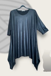 Magna Lederoptik Tunika zipfelig in schwarz, in allen Größen erhältlich 40-58