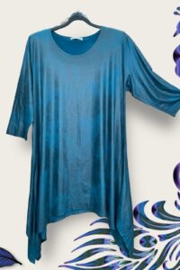 Magna Lederoptik Tunika zipfelig in petrol, in allen Größen erhältlich 40-58