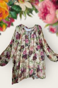 Seide-Viskose Bluse beige rosig AA 72 cm