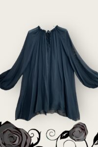 Seide-Viskose Bluse schwarz AA 72 cm