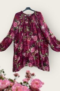 Seide-Viskose Bluse beere rosig AA 72 cm