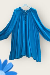 Seide-Viskose Bluse blau AA 72 cm