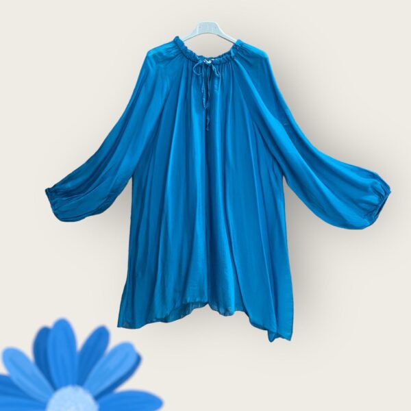 Seide-Viskose Bluse blau AA 72 cm