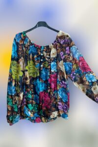 Seide-Viskose Bluse rosig/bunt AA 58 cm