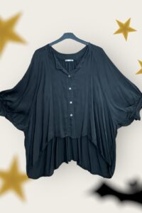 Bluse mit Fledermausärmeln schwarz AA 76 cm