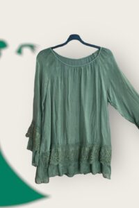 Bluse mit Siptzenärmeln oliv AA 60 cm