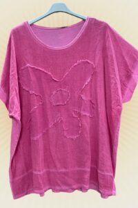 Tunika mit Blume in pink AA 73 cm, Länge 77 cm