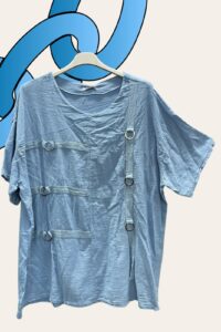 Tunika mit Metallringen in jeansblau AA 71 cm, Länge 77 cm