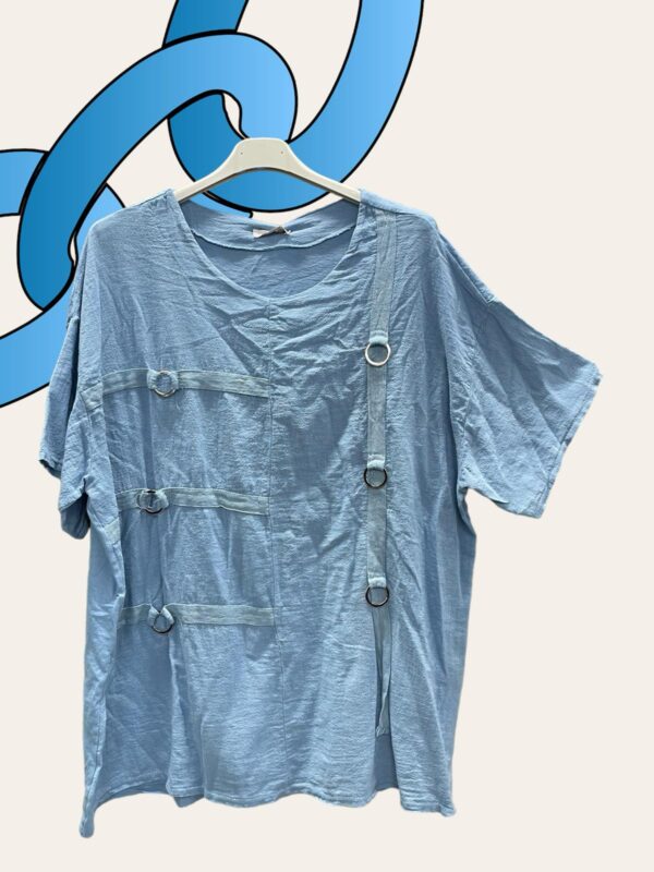 Tunika mit Metallringen in jeansblau AA 71 cm, Länge 77 cm