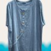 Tunika mit Knöpfen in jeansblau AA 70 cm, Länge 77 cm