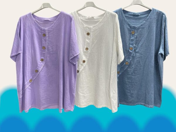 Tunika mit Knöpfen in jeansblau AA 70 cm, Länge 77 cm – Bild 2