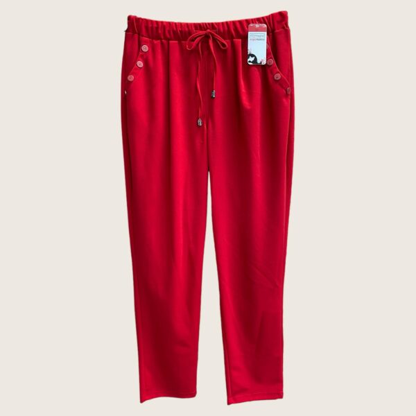 Magna Jogpant mit Knöpfen an den Taschen in rot 40-58