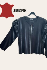 Magna Puffärmel Lederoptikjacke in schwarz 40-56