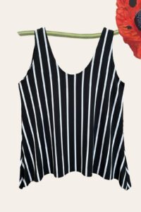 Magna Top zipfelig in schwarz/weiß gestreift 40-58